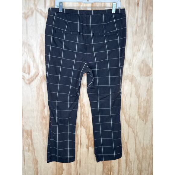 Free People Copenhagan Brown & Tan Windowpane Print Crop Pants Size 10 - Picture 4 of 7